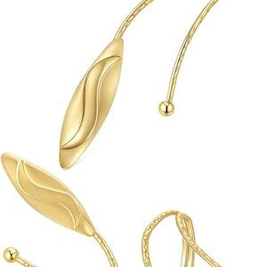 Women’s Gold Plated Flower Leaf Arm Cuff Bracelet Set Boho Jewelry